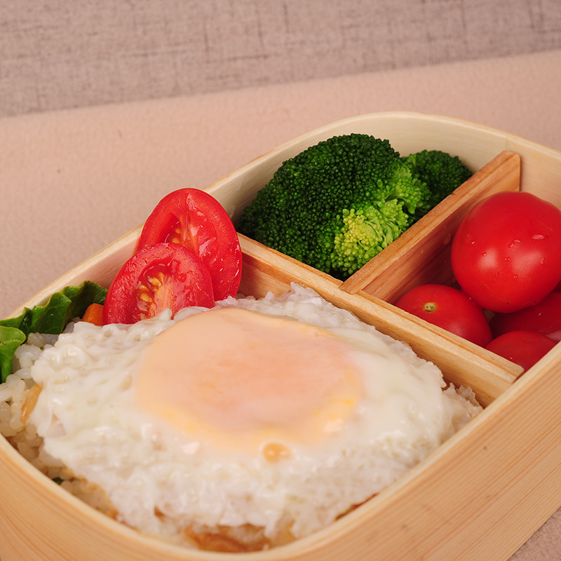 四方单层白色日式便当盒 儿童饭盒 木质寿司盒 学生创意餐盒批发
