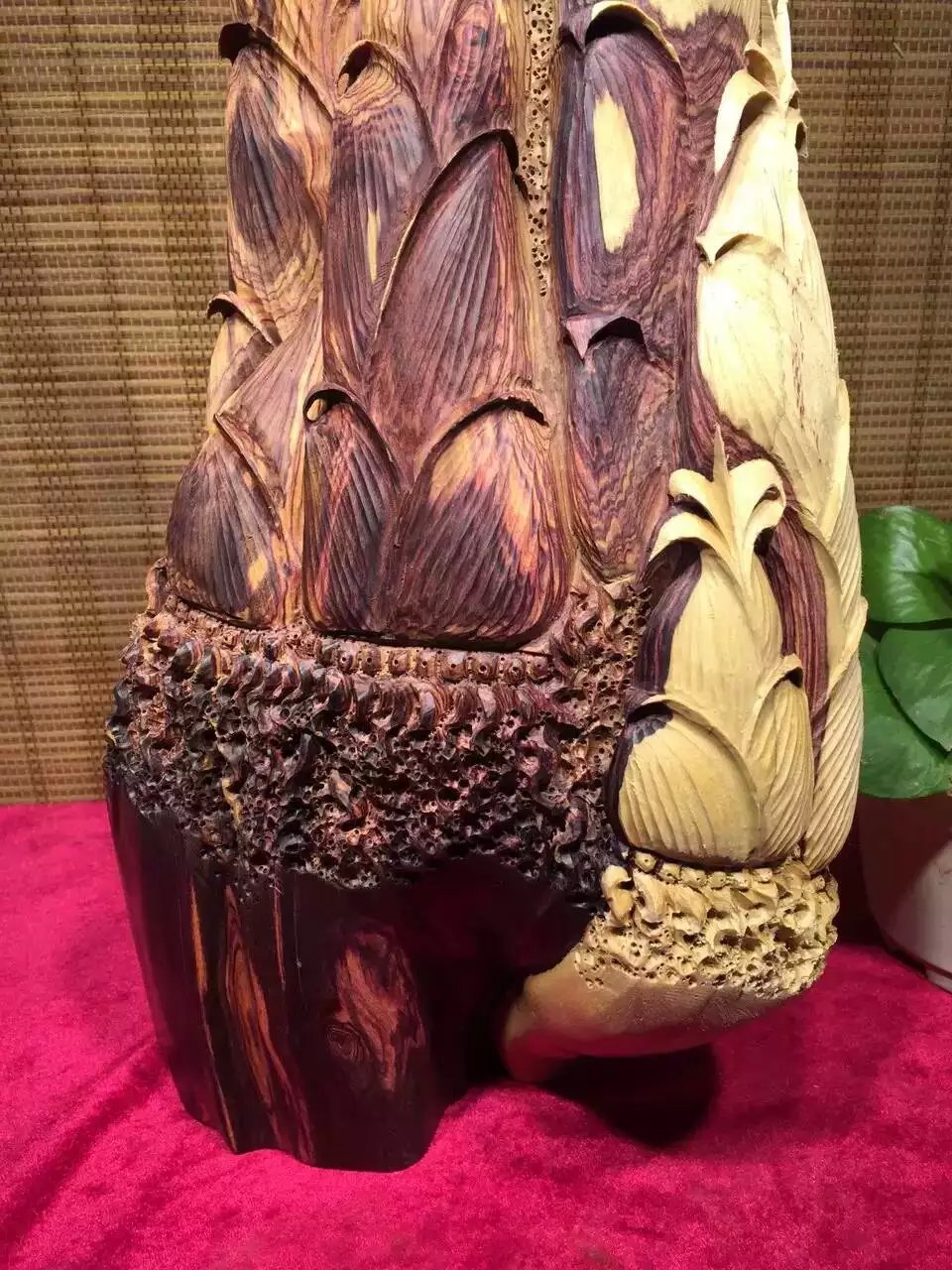 越南紫檀柳木雕 松鹤延年根雕贺寿礼品 送