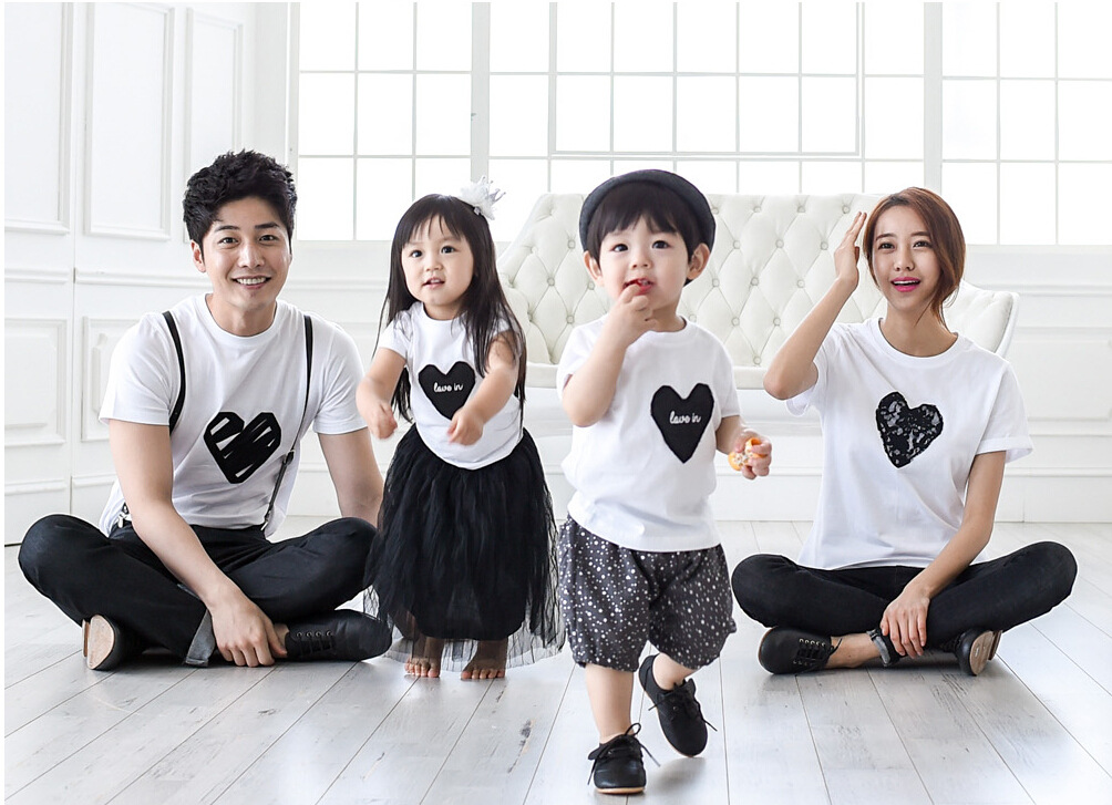 2016新款夏款全棉t恤儿童一家三口亲子装纯棉短袖一件代发