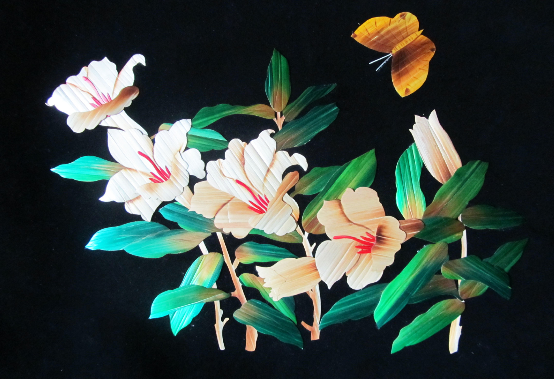供应民间手工艺品 麦秆画 芦苇装饰画 孔雀图案 定制批发