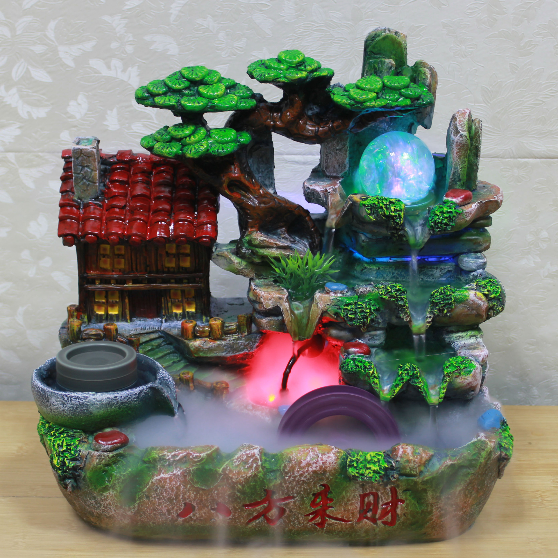 假山流水喷泉招财落地摆件室内家居庭院景观家居装饰鱼池摆设8271
