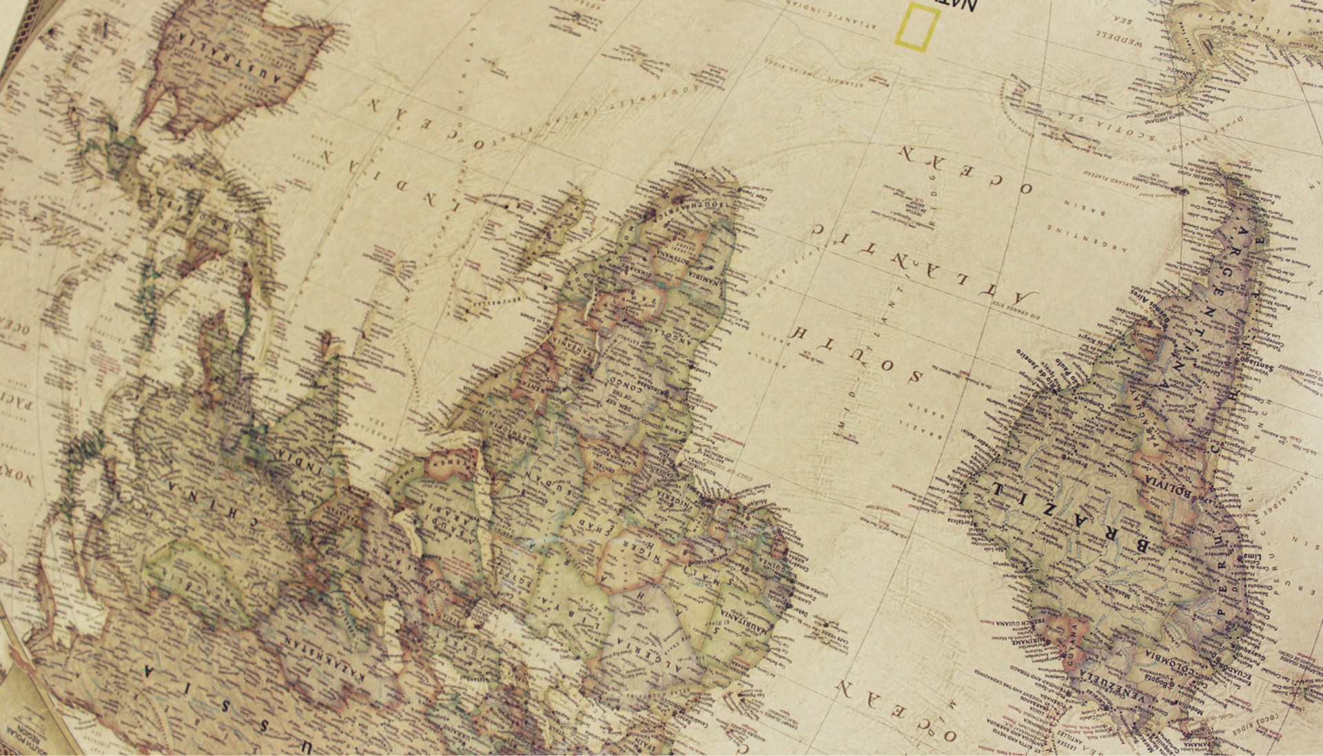 世届地图大号复古牛皮纸海报室内酒吧咖啡馆装饰画104*69cm