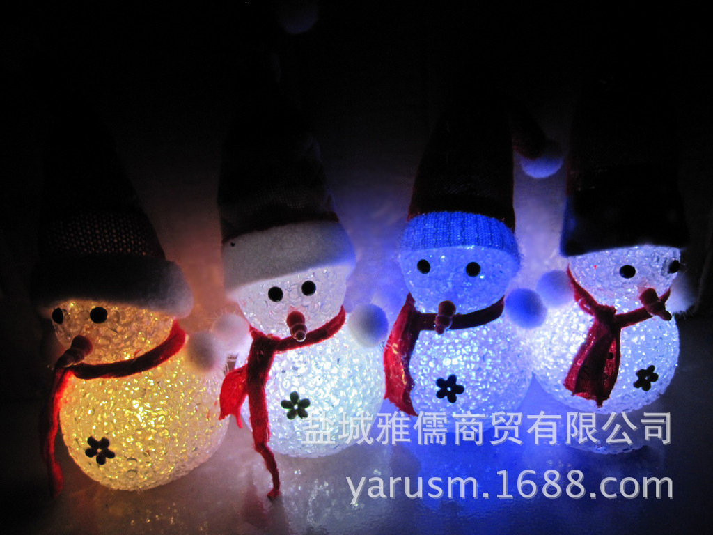 圣诞节米粒led发光圣诞老人圣诞节发光皇室玩具七彩小夜灯英国雪人玩具图片