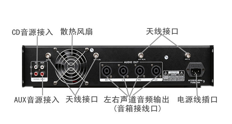 四通道功放无线麦克风话筒一拖四家用会议ktv舞台演出店铺