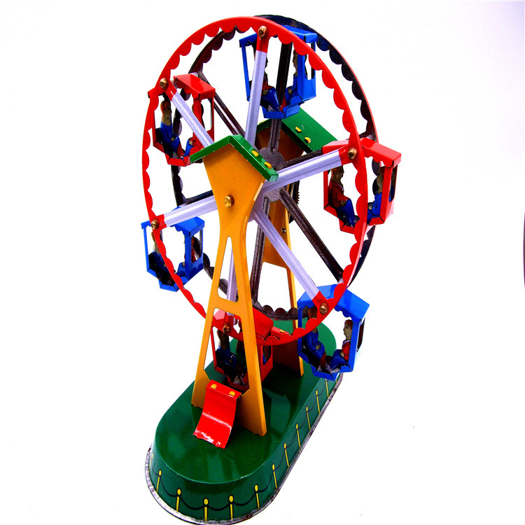 ms434飞天双轮 铁皮摩天轮发条铁皮飞轮玩具