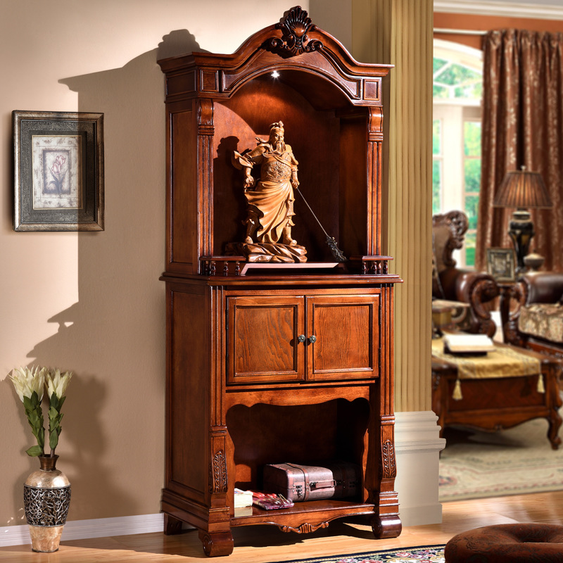 欧式实木佛龛立柜带门 观音财神祖宗牌位供台佛龛柜佛堂供桌神台