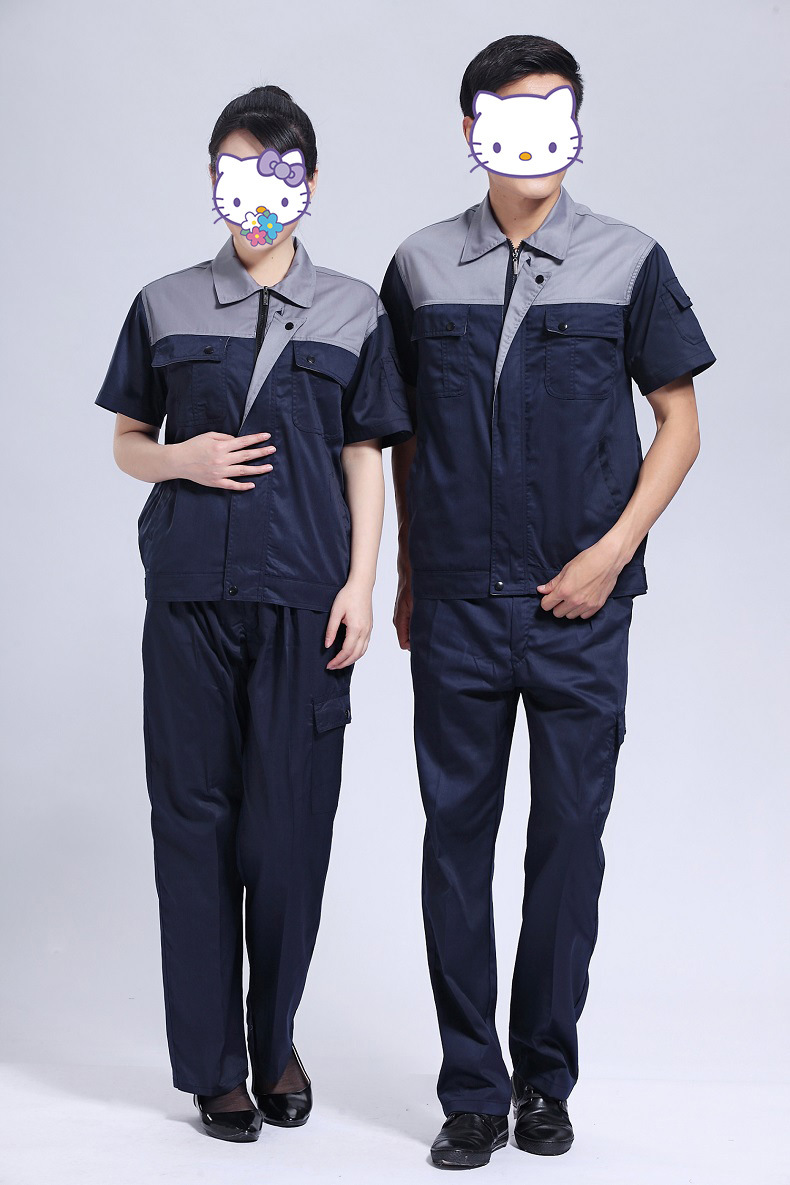 厂家新款男女工作服短袖定做劳保服工装套装职业装批发