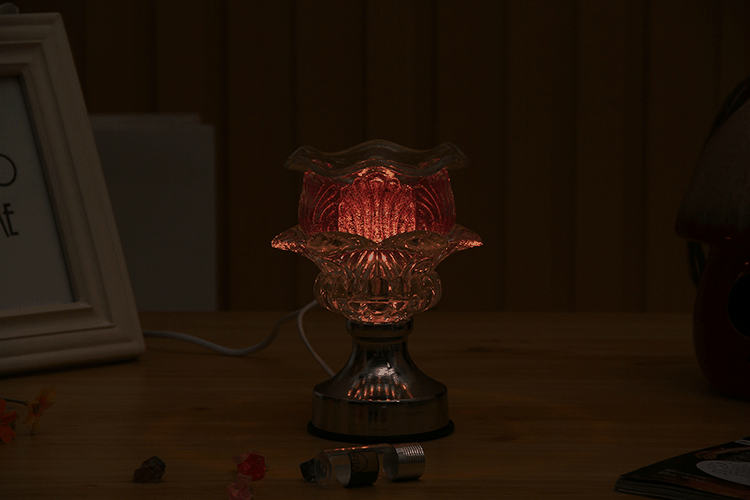 爆款水晶莲花插电香薰灯触摸感应精油灯香油灯淘宝微信一件代发
