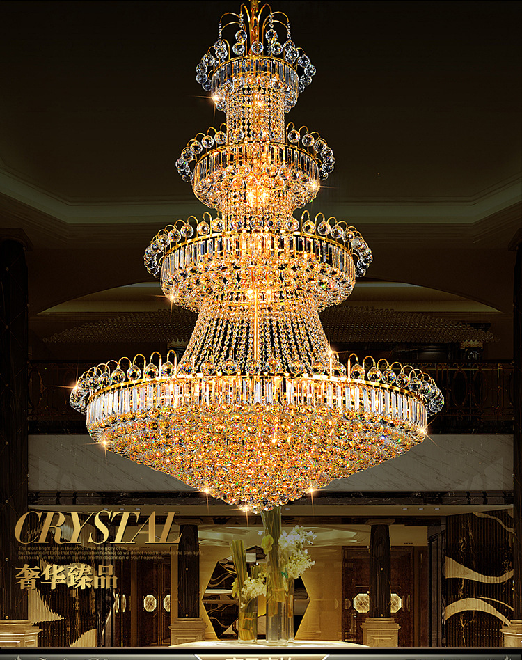 楼大吊灯楼中楼长吊灯大厅吊灯欧式客厅水晶灯酒店别墅楼梯灯】价格