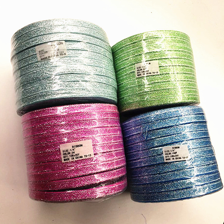 厂家现货直销装饰彩带丝带批发0.6cm彩葱带礼品盒包装金银葱缎带