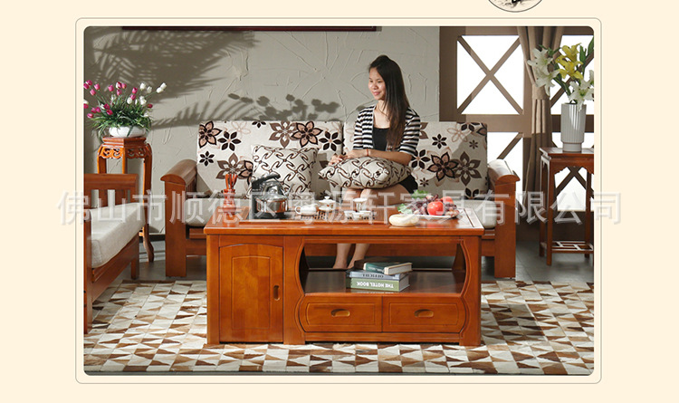 实木茶几 橡胶木功夫桌 实木功夫茶几 仿古家具纯实木茶台J19