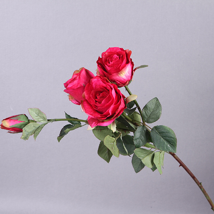 仿真4头手感多层玫瑰 家居摆设装饰花 仿真花 厂家直销