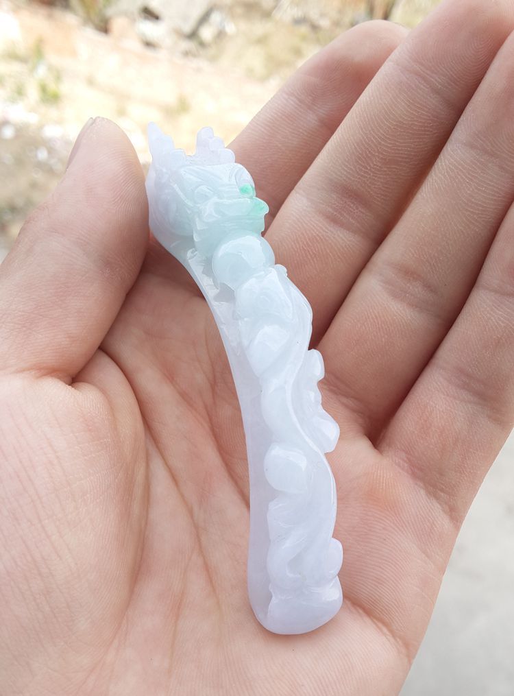 翡翠缅甸老坑种温润细腻龙钩望子成龙精美手把件龙钩手把件