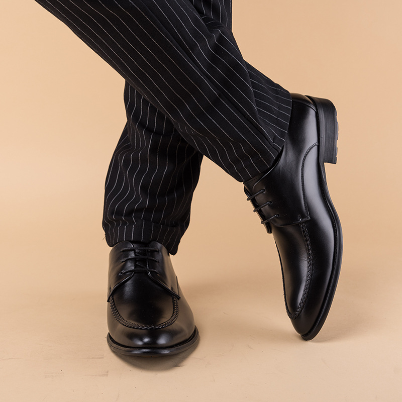 新款皮鞋男系带商务正装男鞋日常上班工作穿纯皮单鞋小码37