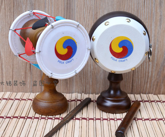 韩国民俗工艺品韩国圆鼓腰鼓摆件挂鼓朝鲜族工艺品摆件吉祥平安鼓