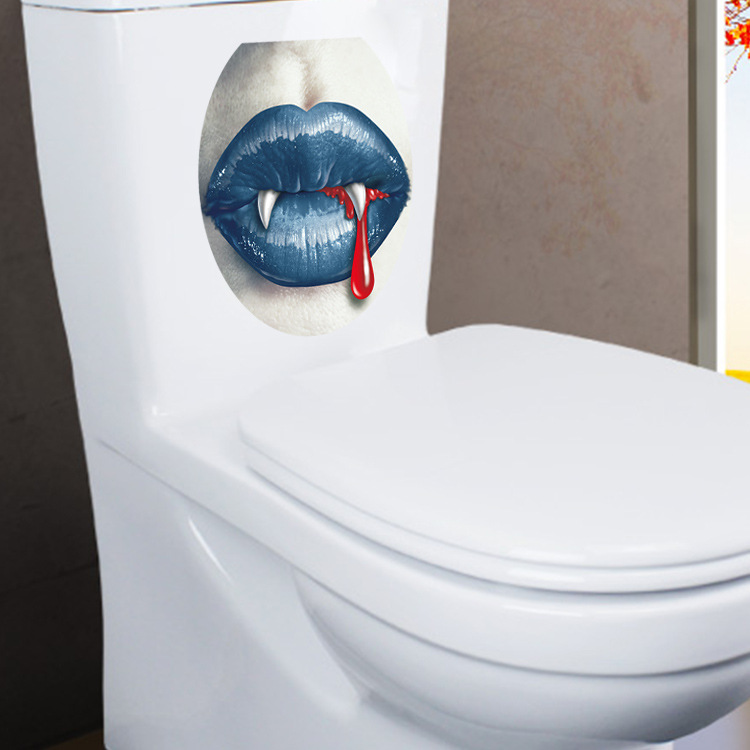 aw-m3047嘴唇巨齿马桶贴墙贴装饰贴画 pvc可移除防水贴纸一件代发