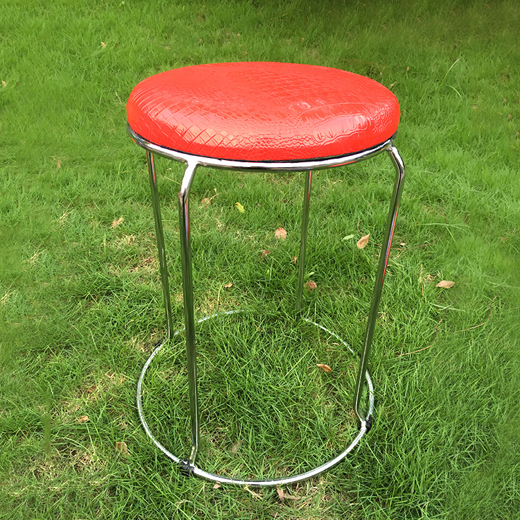 加厚面圆凳子金属钢筋凳子 彩色皮凳实木餐凳餐厅圆凳子厂家批发