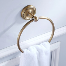 卫浴厂家批发价卫生间浴室挂件欧式五金黄铜仿古毛巾环挂环形纯铜