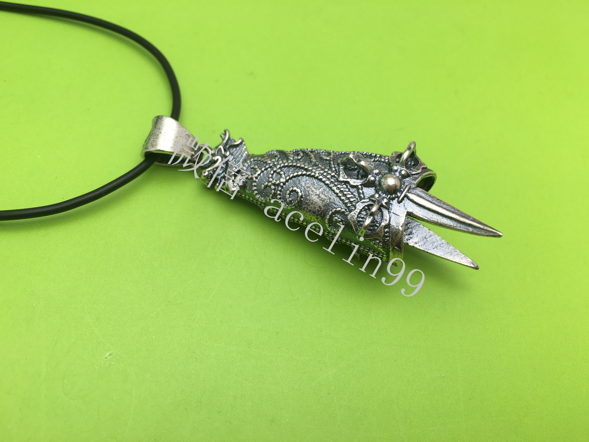 925纯银狼牙套复古金刚降魔杵龙头狼藏獒牙包银牙套辟邪吊坠批发