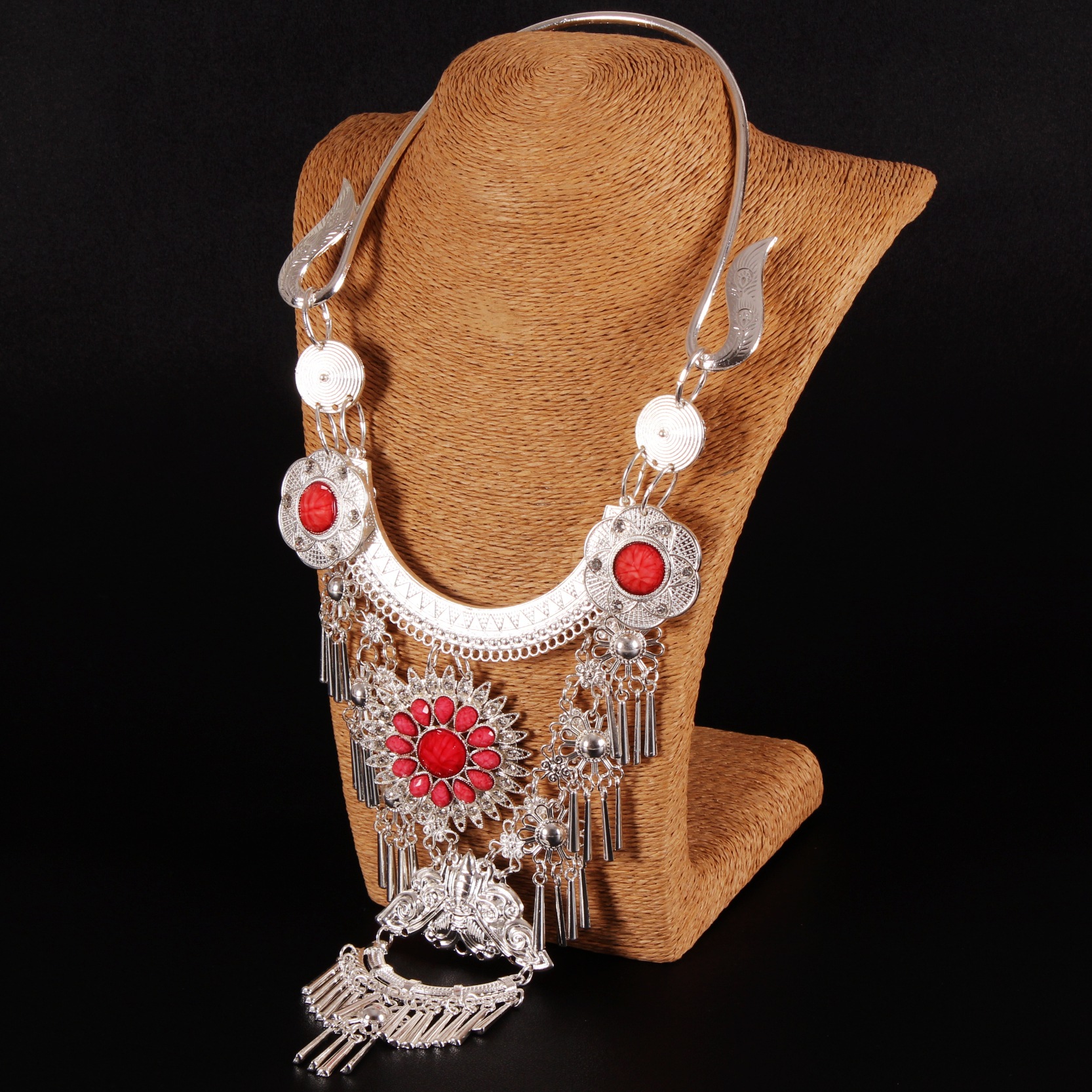 云南民族风苗族侗族配饰 舞台演出苗银项圈 少数民族服装配饰