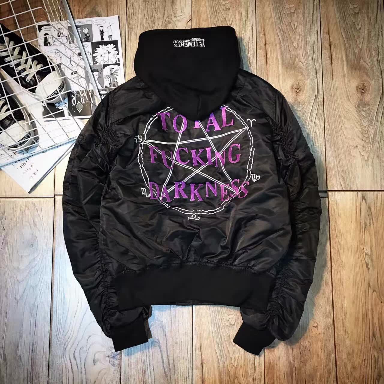 秋冬潮牌吴亦凡同款棉衣男女vetements字母刺绣夹克oversize外套