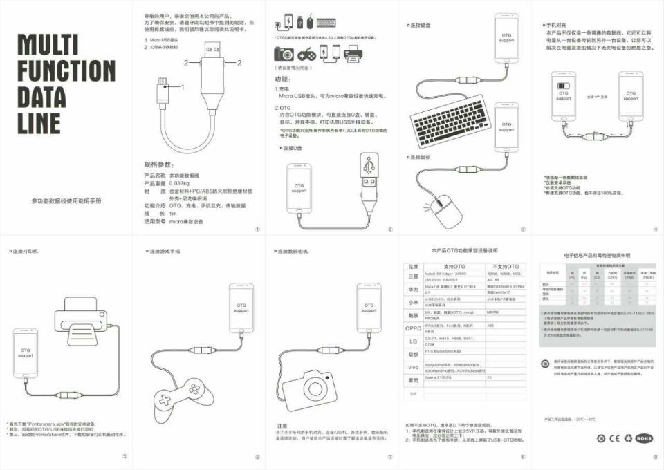 新款专利产品otg数据线苹果安卓二合一九良芯万通线高端tpu材质