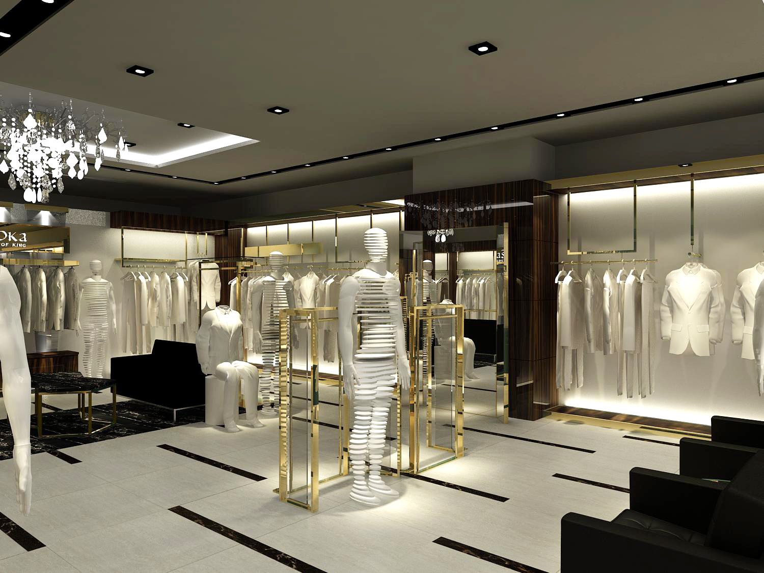 男装展柜订制男装店铺装修展厅展示架柜台公司展柜设计制作厂家