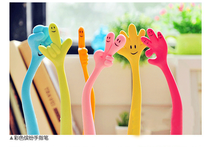 b176创意 表情 手指笔 可弯曲圆珠笔 手势笔 可加logo