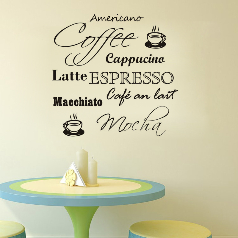 英文coffee玻璃橱窗咖啡店专用装饰pvc个性可移除墙贴定制 1407