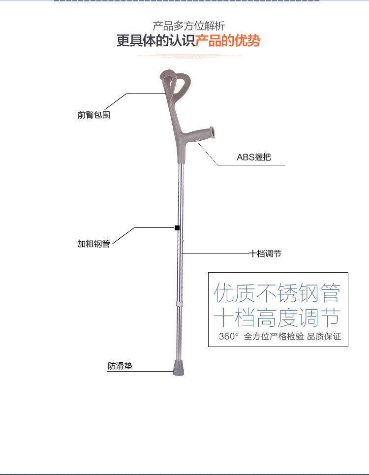厂家销售肘拐杖坐便椅助行器腋拐手杖医用护理床等老年孕妇用品