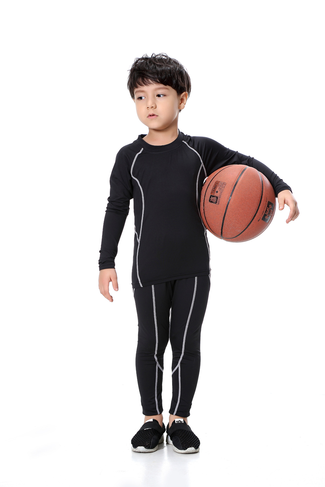 儿童紧身衣套装 长袖男弹力运动健身服篮球足球训练打底速干衣