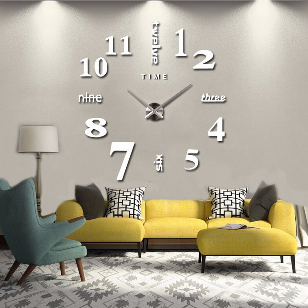 Modern Simple Oversized Wall Clock Living Room Creative Crystal Clock Wall Clocks Diy Personality Fashion Numbers Clock Wall Clock