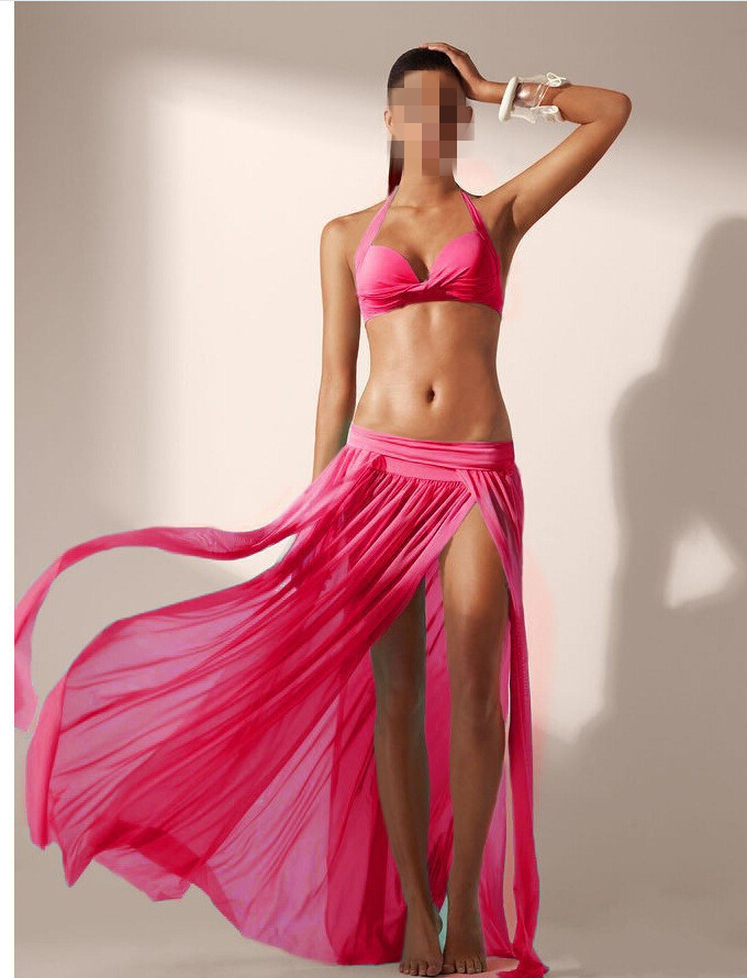 Wholesale European and American Elastic Mesh Beach Skirt, 4 Panel Skirt Bikini Blouse (Excluding Bikini) in Stock