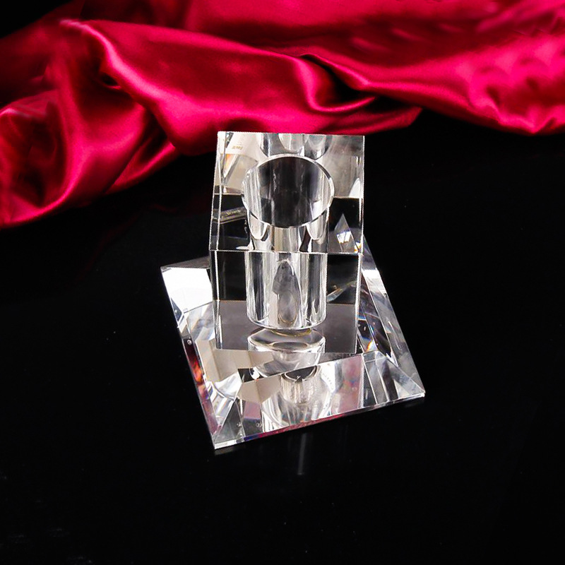 透明水晶旋转笔筒 开业酬宾礼品文教办公用品 创意工艺品摆件定制