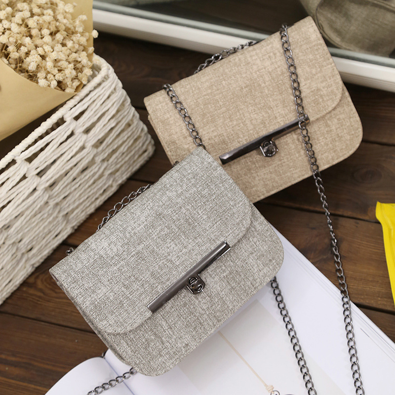 2020 Autumn and Winter New Woolen Iron Edge Screw Lock Chain Small Square Bag Shoulder Crossbody Mobile Phone Coin Purse Women's Bag