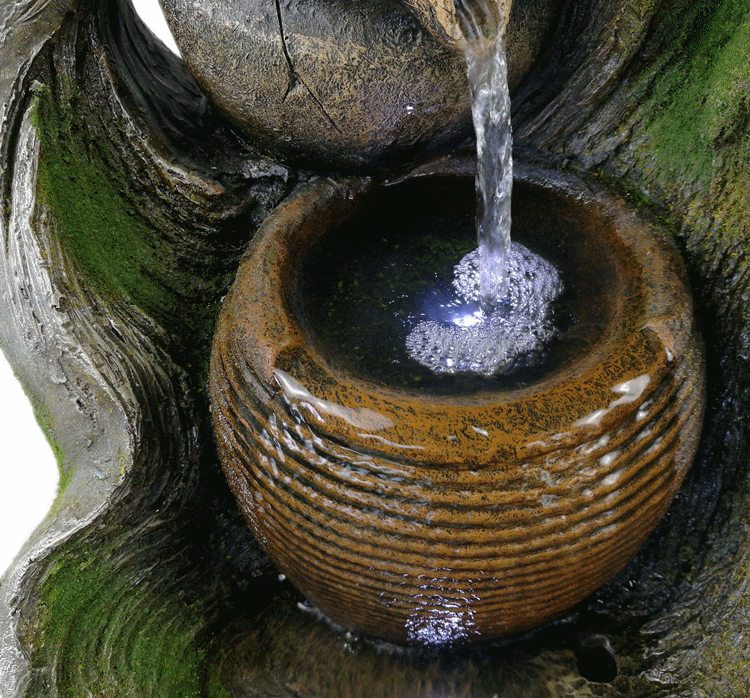 复古仿木树根陶罐流水喷泉摆件招财家居客厅风水加湿装饰品阳台