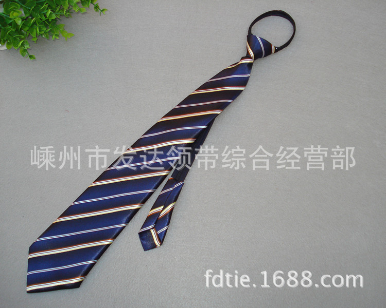 厂家批发 专业定做学生白色橡皮筋方便领带 拉链领带
