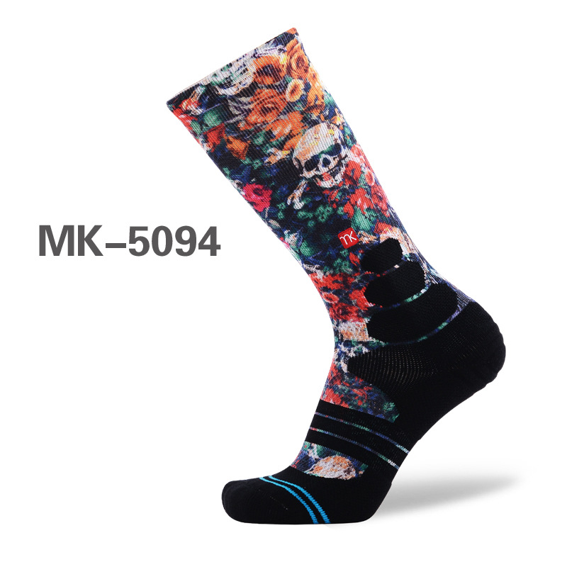 Meikan Men's High Print Basketball Socks European and American Street Kuchao Athletic Stockings Fashion Elite Men's Socks