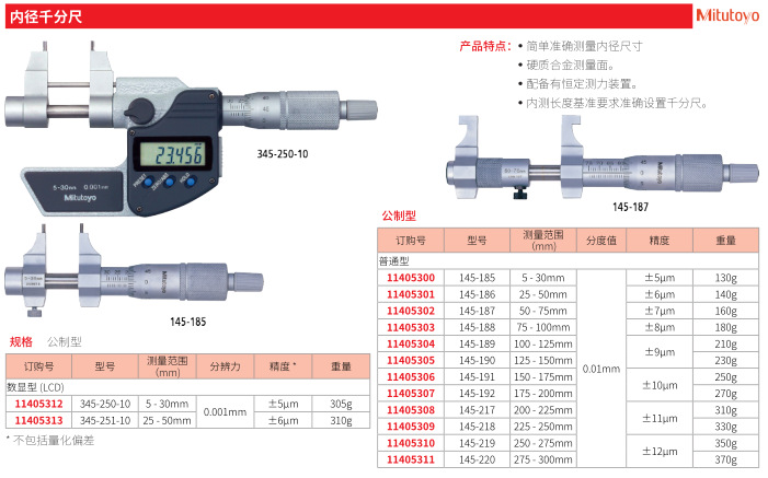 mitutoyo日本三丰数显内径千分尺5-30mm,345-250银瑞现货供应