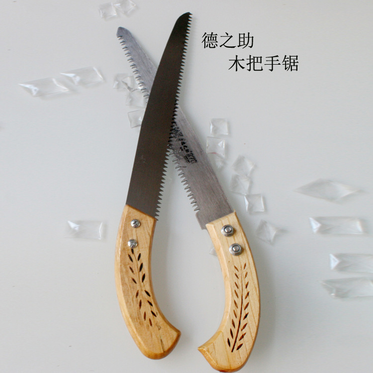 Agricultural Tools Leaf Wooden Handle Fruit Branch Saw 270 Long 2 3 Sides Grinding Teeth Pruning Fruit Tree Saw Logging Small Hand Saw
