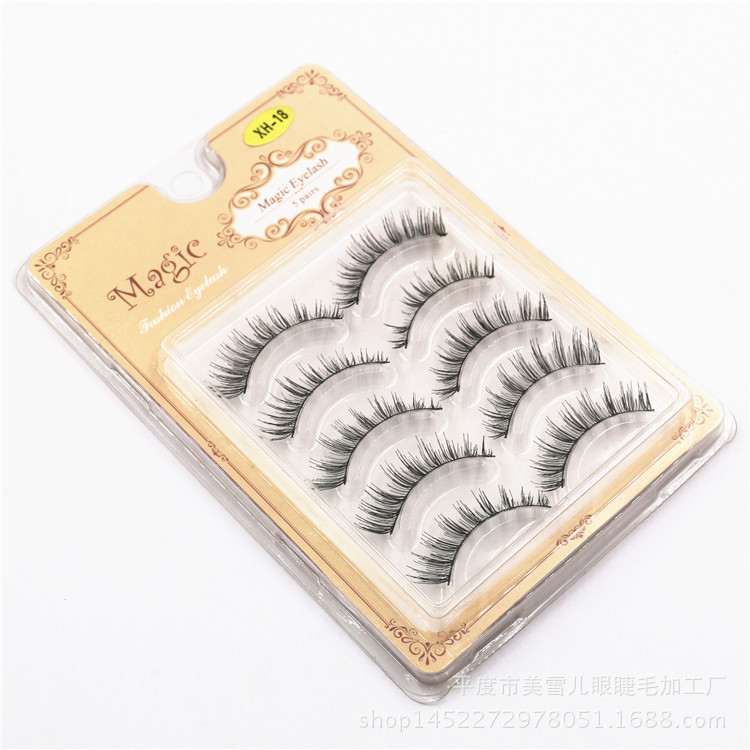 XH-18 Wholesale False Eyelashes Handmade Five Pairs Eye Tail Pull Long False Eyelashes Natural Messy Eyelashes Manufacturer