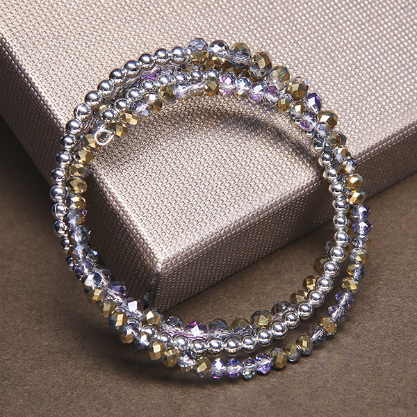 韩国风切割玻璃珠串ccb手链手镯手环环保电镀可混批韩流时尚