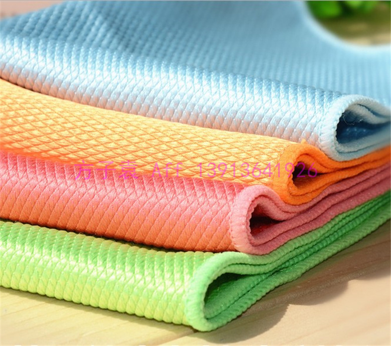 厂家直销供应 超细纤维菱形格鱼鳞布擦巾礼