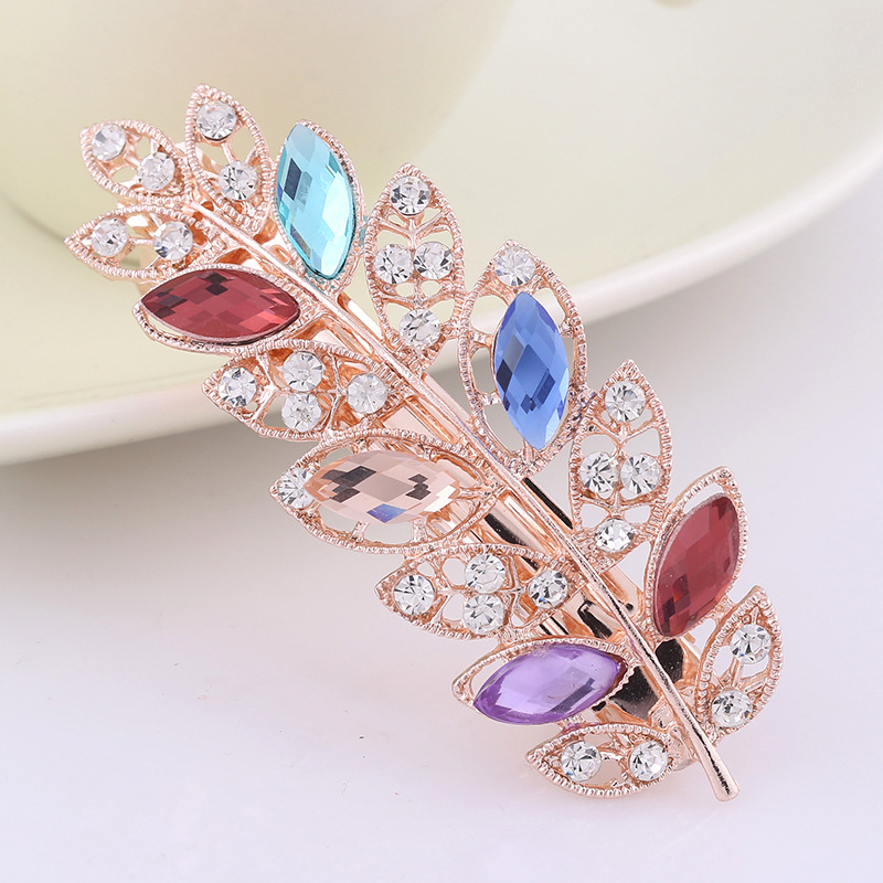 Large Korean Style Crystal Diamond Spring Ponytail Rhinestone Hairpin Headdress Flowers Simple Hair Clip Horizontal Clip Ornament Wholesale