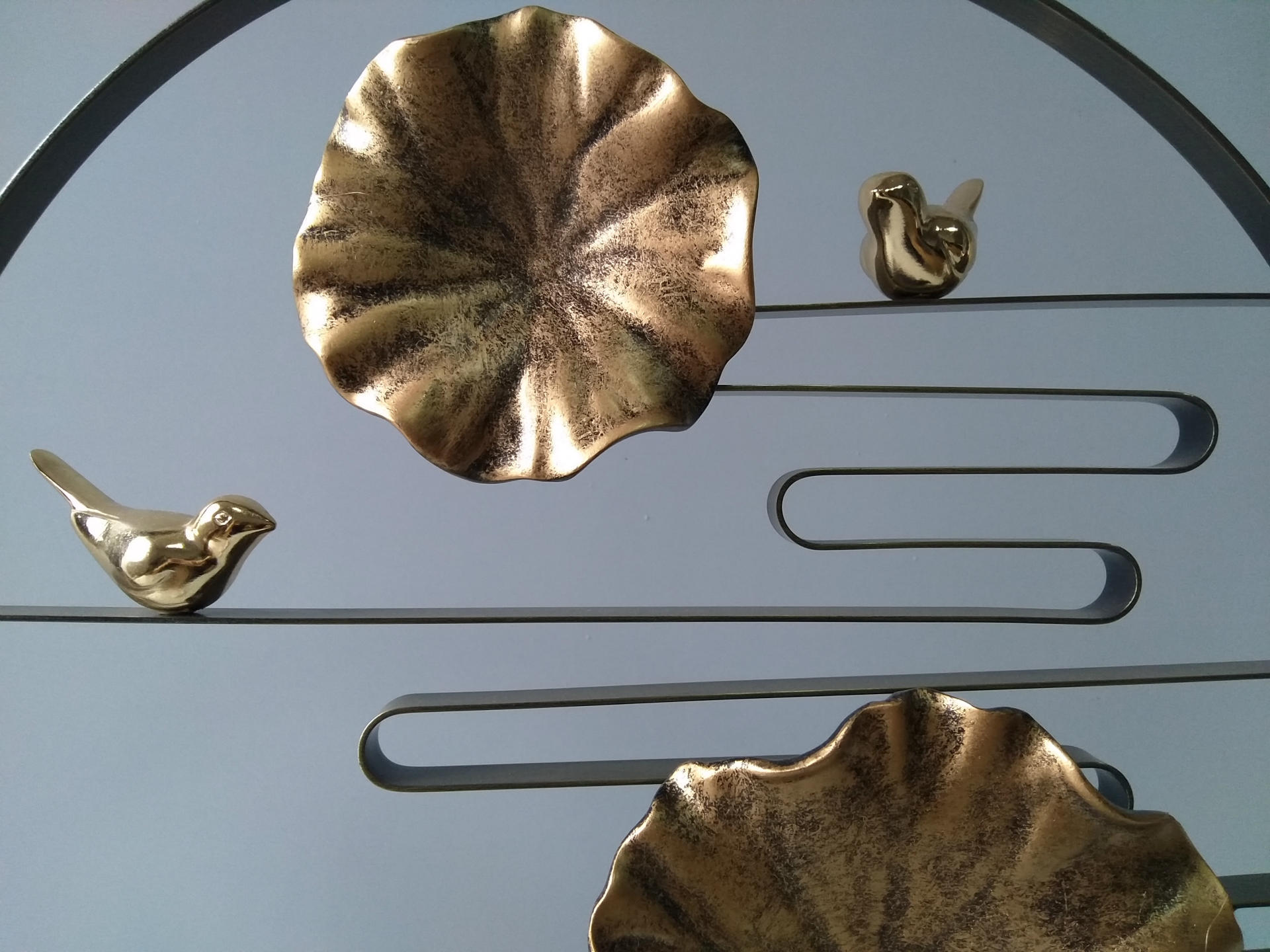 批发创意树脂摆件电镀铜大号荷塘雅韵新中式玄关客厅摆件加工