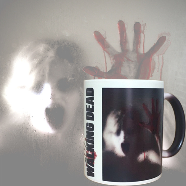 walking dead行尸走肉女僵尸恐怖变色杯热反应感温咖啡马克杯子