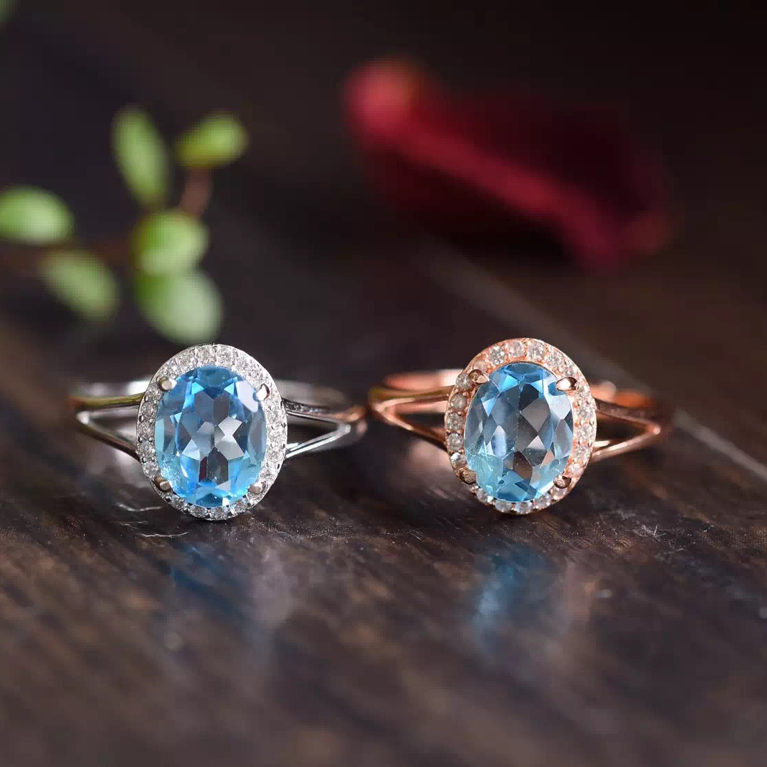 彩宝首饰 925银镶天然蓝托帕石戒指 简单大方批发一件代发-阿里巴巴