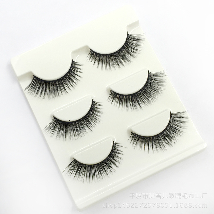 3d-10 Three Pairs of Eye Tail Pull Long False Eyelashes Fashion Nude Makeup 3D Handmade Eyelash Factory Supply