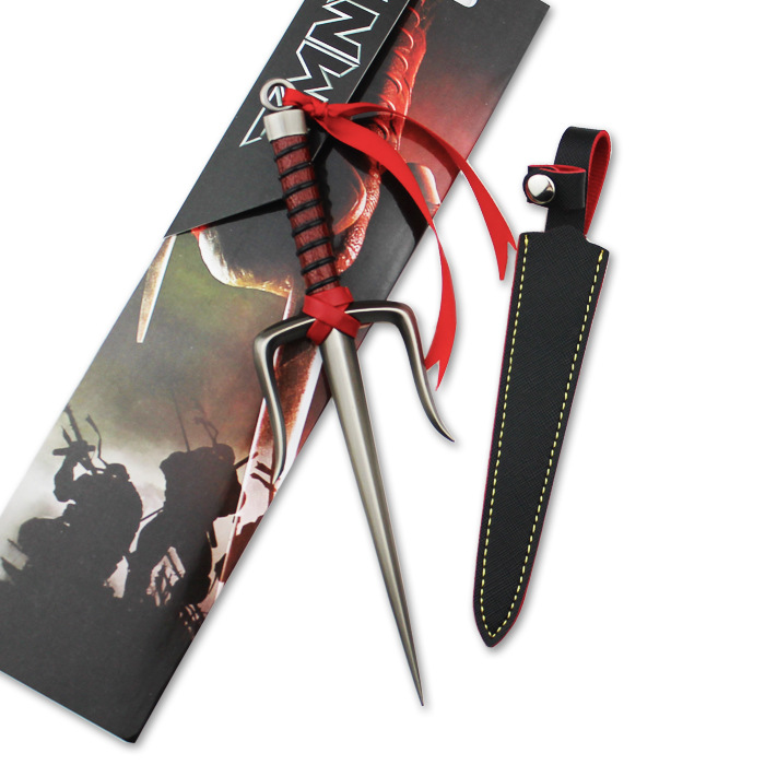 忍者神龟电影周边 拉斐尔叉子兵器 带皮套合金武器模型摆件