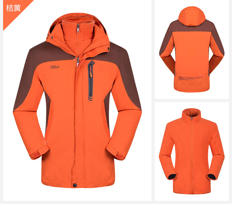 22nd户外专柜正品冲锋衣三合一男女情侣两件套抓绒防风服批发定制